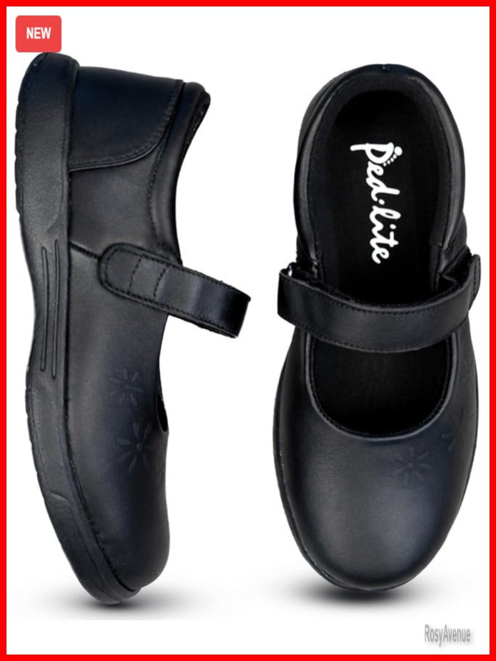 PedLite Edie Orthopedic Mary Jane Flats Wide Toe Box Leather